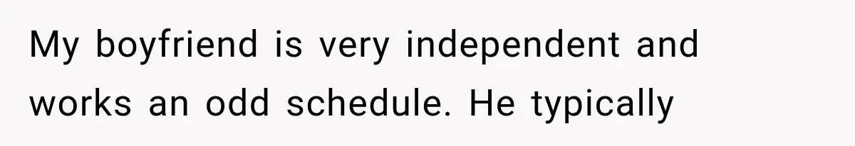 My boyfriend is very independent and works an odd schedule. He typically
