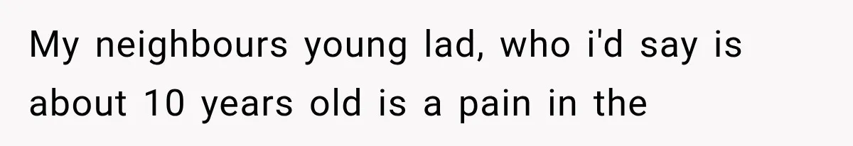My neighbours young lad, who i'd say is about 10 years old is a pain in the
