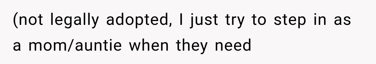 She Spent Years Supporting Her Brother’s Children, Then Her Family Expected Her to Become Their Parent (not legally adopted, I just try to step in as a mom/auntie when they need