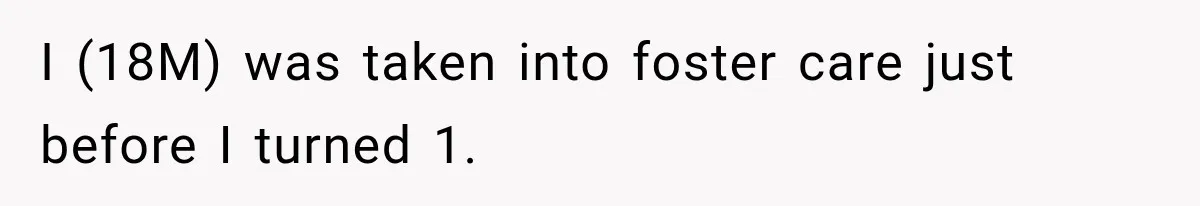 I (18M) was taken into foster care just before I turned 1.