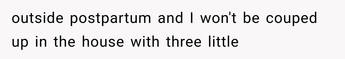 She Feared Telling Her Husband About Baby Number Four, Then the Hospital Revealed a Bigger Twist outside postpartum and I won't be couped up in the house with three little