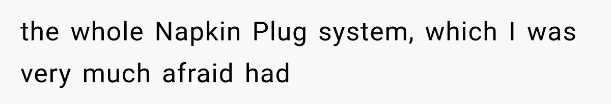 the whole Napkin Plug system, which I was very much afraid had