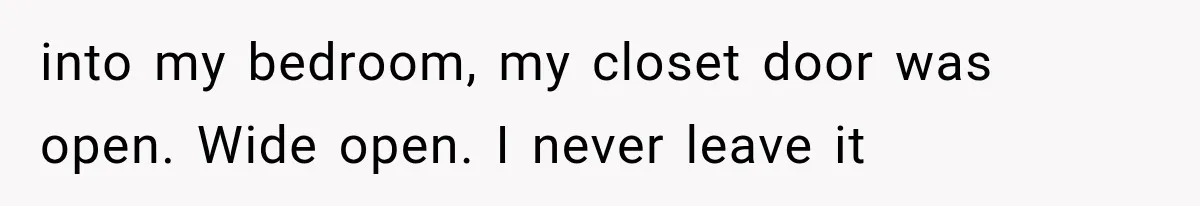 into my bedroom, my closet door was open. Wide open. I never leave it