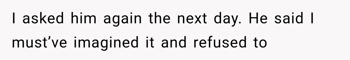 I asked him again the next day. He said I must’ve imagined it and refused to