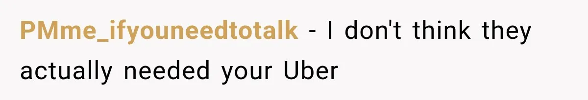 PMme_ifyouneedtotalk − I don't think they actually needed your Uber