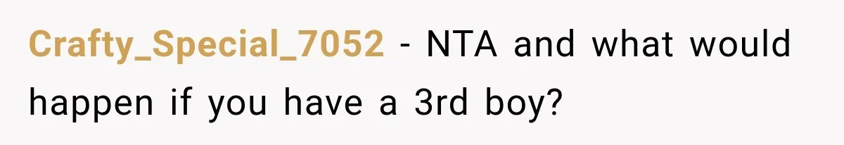 Crafty_Special_7052 − NTA and what would happen if you have a 3rd boy?