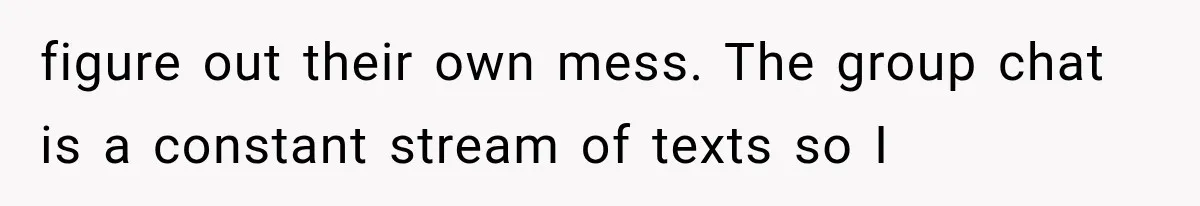 figure out their own mess. The group chat is a constant stream of texts so I