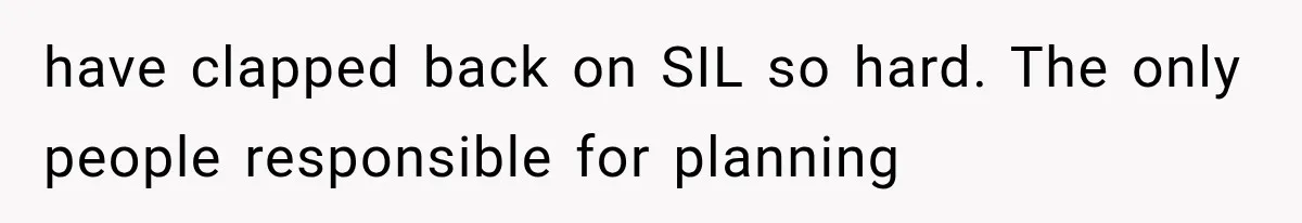 have clapped back on SIL so hard. The only people responsible for planning