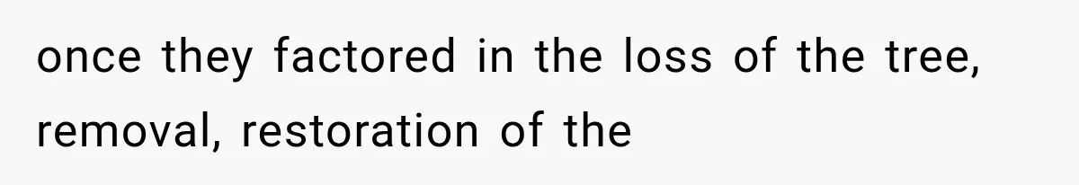 once they factored in the loss of the tree, removal, restoration of the