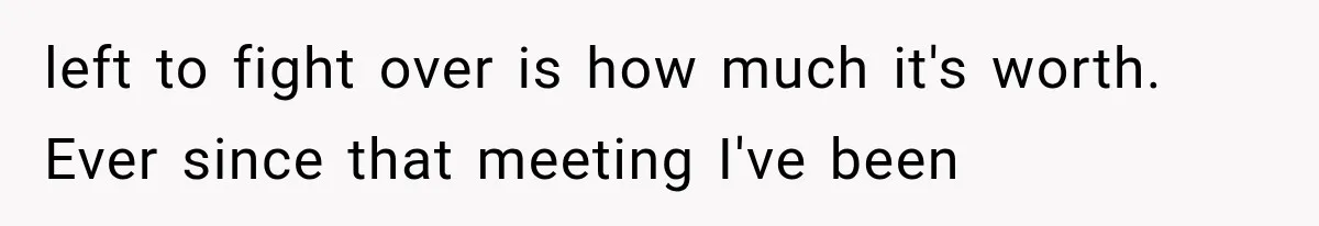 left to fight over is how much it's worth. Ever since that meeting I've been
