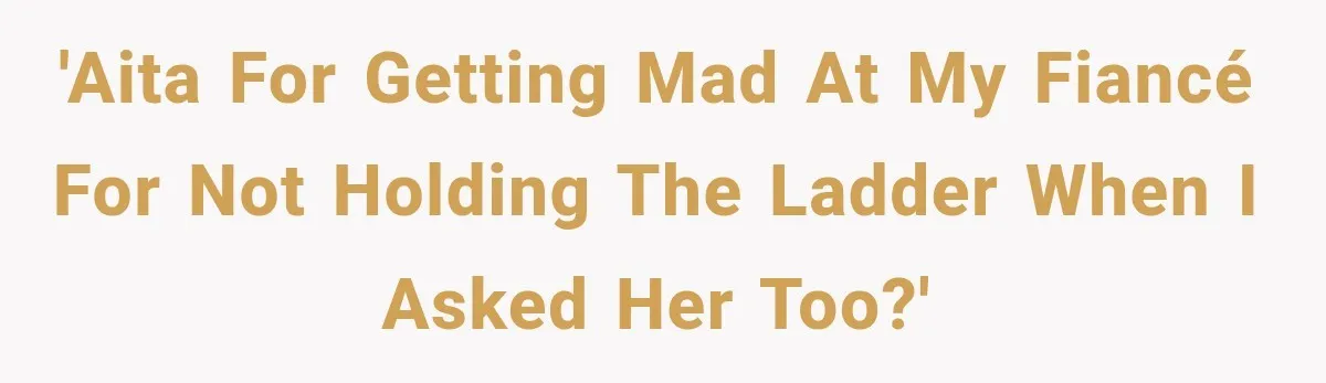 'AITA for getting mad at my fiancé for not holding the ladder when I asked her too?'