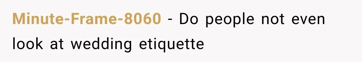 Minute-Frame-8060 − Do people not even look at wedding etiquette