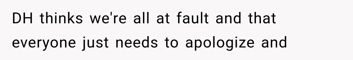 DH thinks we're all at fault and that everyone just needs to apologize and