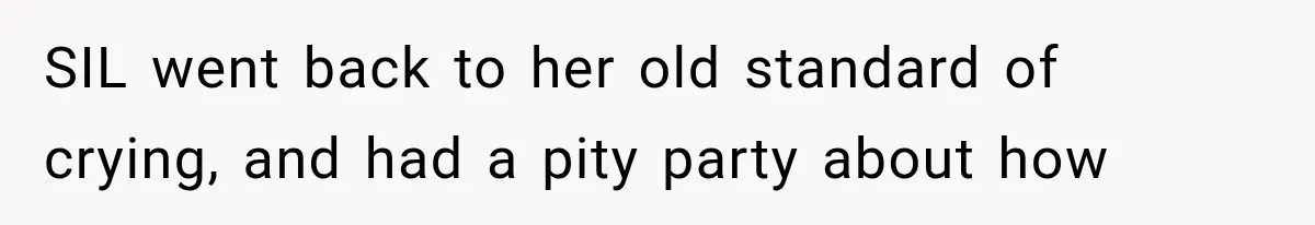 Family Shows Up Uninvited After Mocking His Struggle, But His Relatives Finally Call Them Out SIL went back to her old standard of crying, and had a pity party about how