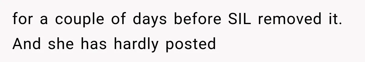 Family Shows Up Uninvited After Mocking His Struggle, But His Relatives Finally Call Them Out for a couple of days before SIL removed it. And she has hardly posted