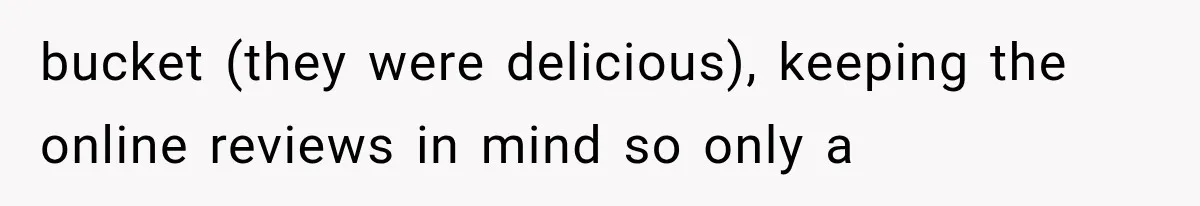 bucket (they were delicious), keeping the online reviews in mind so only a