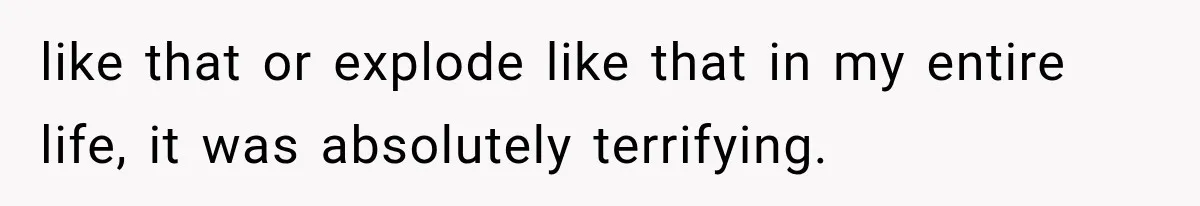 like that or explode like that in my entire life, it was absolutely terrifying.