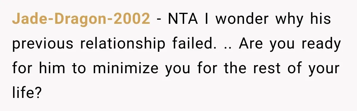 Jade-Dragon-2002 − NTA I wonder why his previous relationship failed. .. Are you ready for him to minimize you for the rest of your life?