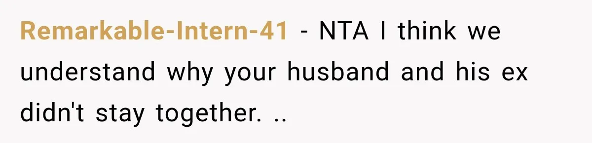 Remarkable-Intern-41 − NTA I think we understand why your husband and his ex didn't stay together. ..