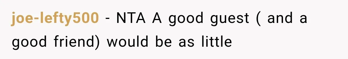joe-lefty500 − NTA A good guest ( and a good friend) would be as little