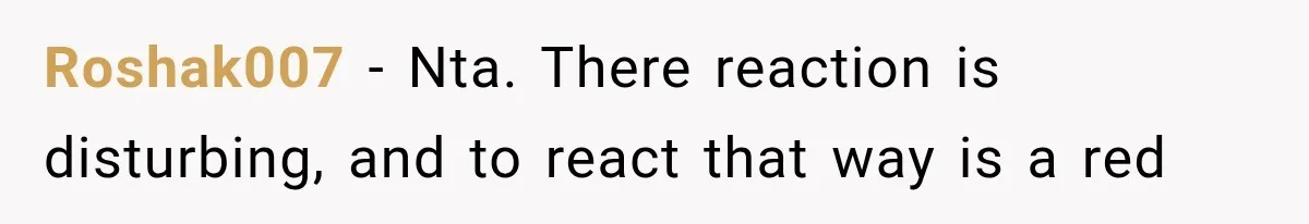Roshak007 − Nta. There reaction is disturbing, and to react that way is a red