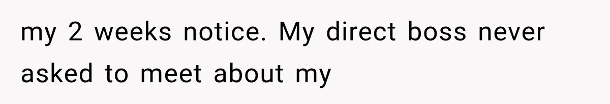 Wife Leaves Quiet Husband for Being “Unambitious,” Then Discovers He Built Her Family’s Empire my 2 weeks notice. My direct boss never asked to meet about my