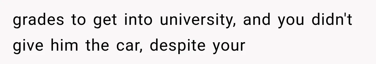 Father Gives His Classic Car to Stepson, Then Learns His Son Had Been Waiting for It His Entire Life grades to get into university, and you didn't give him the car, despite your