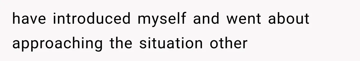 have introduced myself and went about approaching the situation other