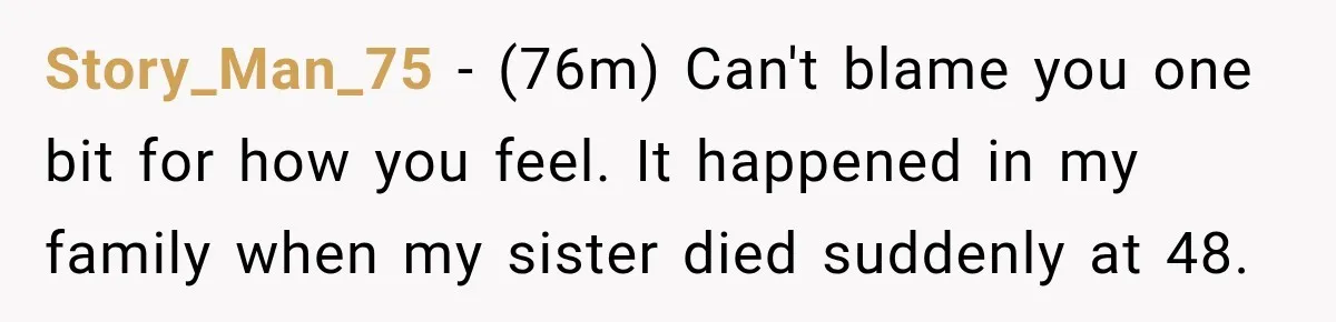 Father Neglects Daughter for Years, Then Cries When She Leaves and Never Returns Story_Man_75 − (76m) Can't blame you one bit for how you feel. It happened in my family when my sister died suddenly at 48.