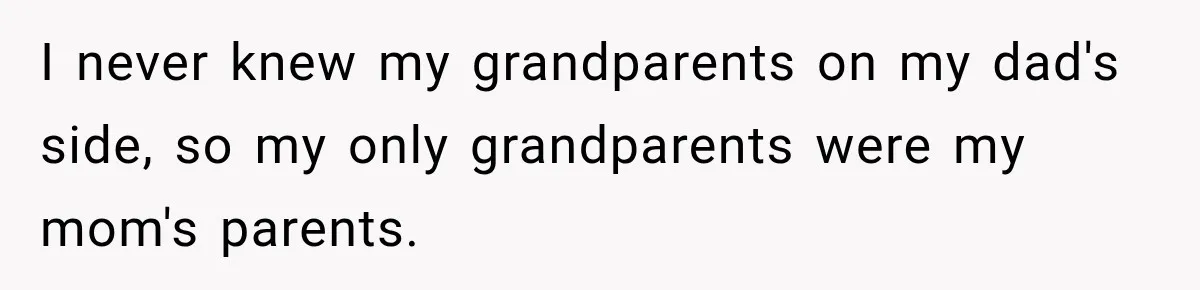 I never knew my grandparents on my dad's side, so my only grandparents were my mom's parents.
