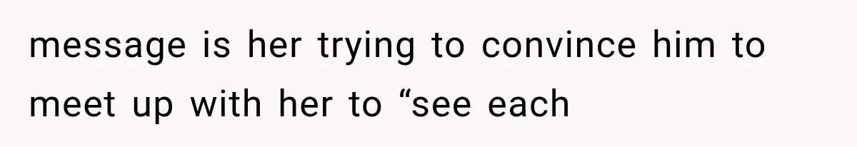 Bride’s Old Classmate Confesses Love Before the Wedding, Then Accuses Her of Ruining Everything message is her trying to convince him to meet up with her to “see each