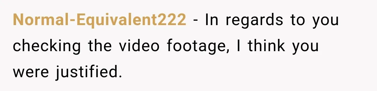 Normal-Equivalent222 − In regards to you checking the video footage, I think you were justified.
