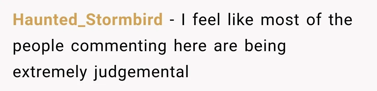 Haunted_Stormbird − I feel like most of the people commenting here are being extremely judgemental