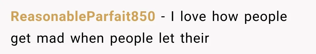 ReasonableParfait850 − I love how people get mad when people let their