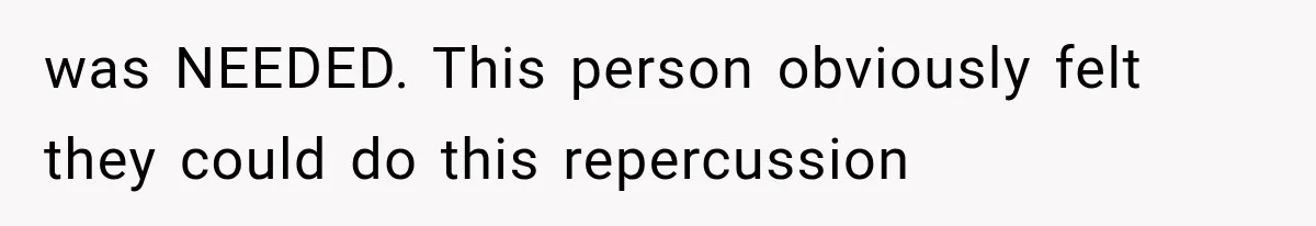 was NEEDED. This person obviously felt they could do this repercussion