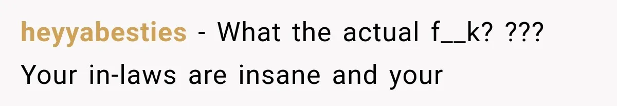 heyyabesties − What the actual f__k? ??? Your in-laws are insane and your