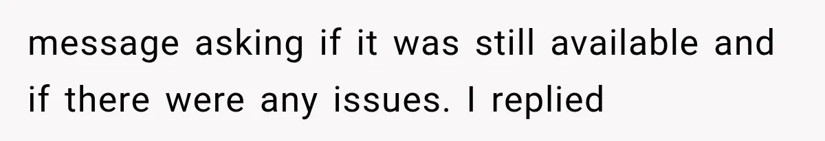 message asking if it was still available and if there were any issues. I replied