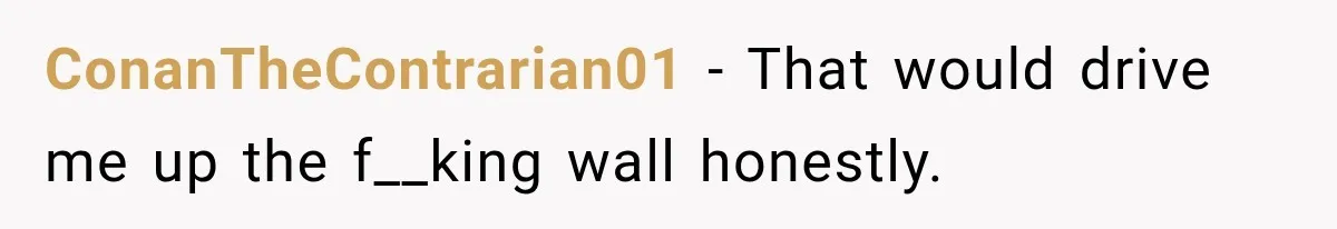 ConanTheContrarian01 − That would drive me up the f__king wall honestly.