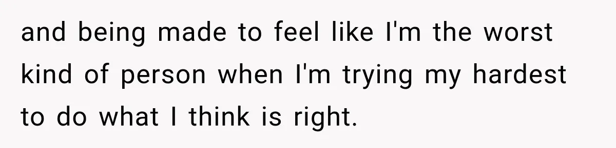 and being made to feel like I'm the worst kind of person when I'm trying my hardest to do what I think is right.