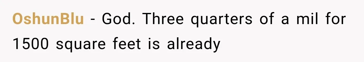 OshunBlu − God. Three quarters of a mil for 1500 square feet is already