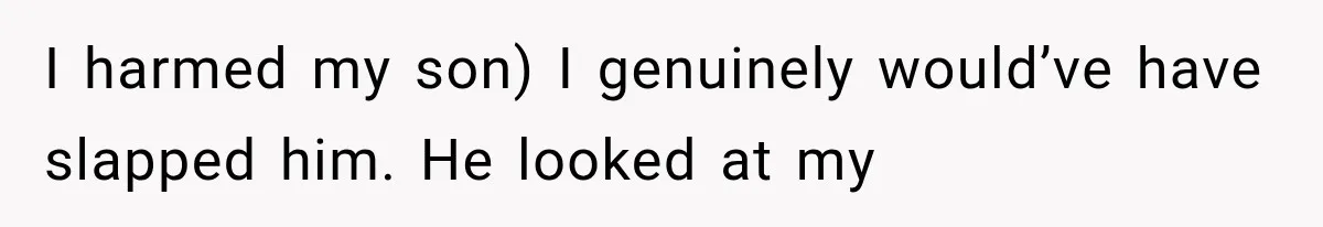 I harmed my son) I genuinely would’ve have slapped him. He looked at my