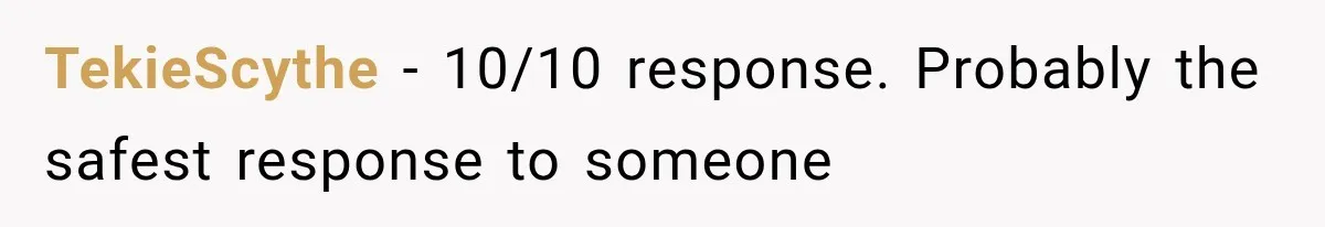 TekieScythe − 10/10 response. Probably the safest response to someone