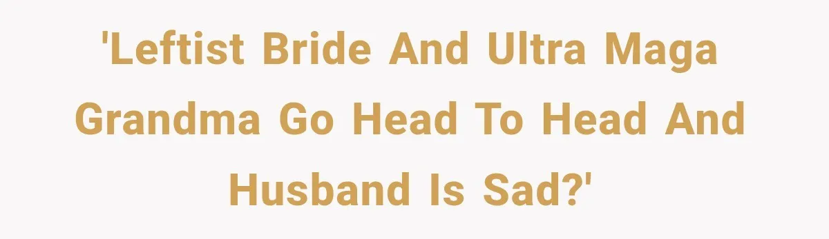 'Leftist bride and ultra MAGA grandma go head to head and husband is sad?'