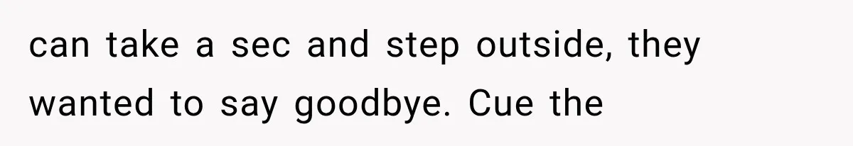 can take a sec and step outside, they wanted to say goodbye. Cue the