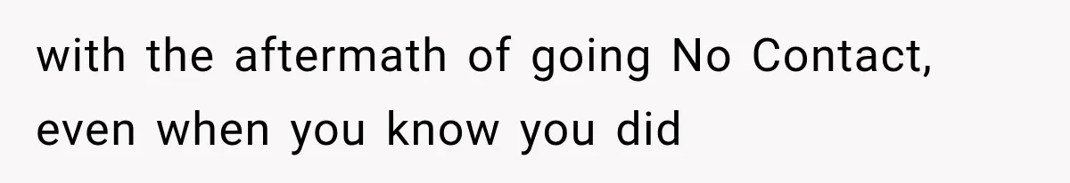with the aftermath of going No Contact, even when you know you did