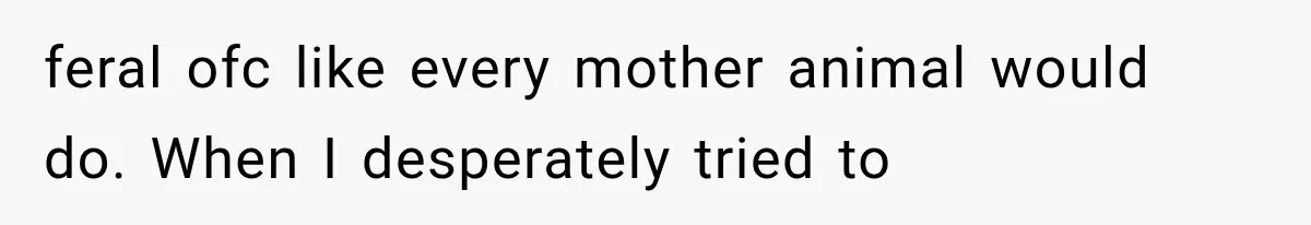 feral ofc like every mother animal would do. When I desperately tried to