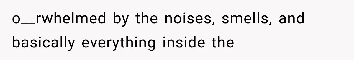 o__rwhelmed by the noises, smells, and basically everything inside the