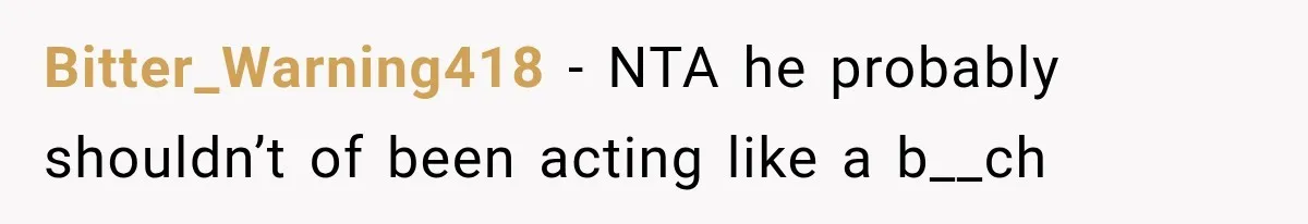 Bitter_Warning418 − NTA he probably shouldn’t of been acting like a b__ch