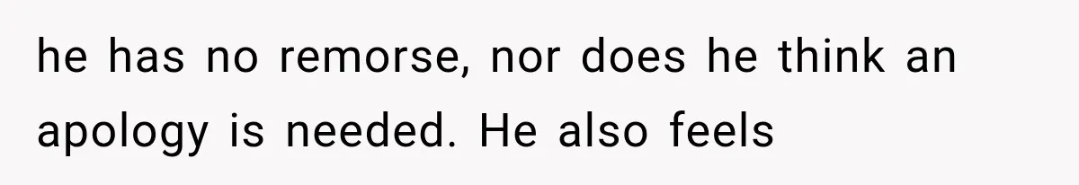 he has no remorse, nor does he think an apology is needed. He also feels