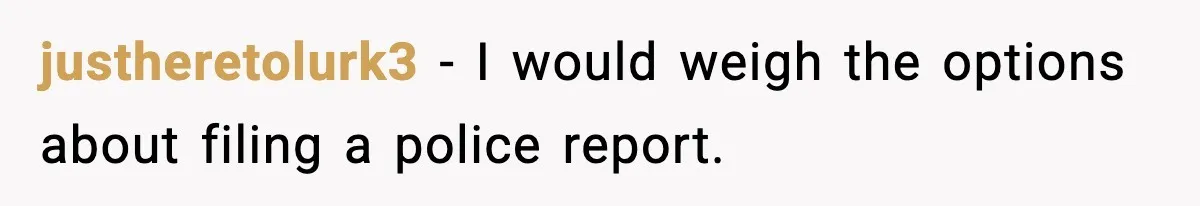 justheretolurk3 − I would weigh the options about filing a police report.